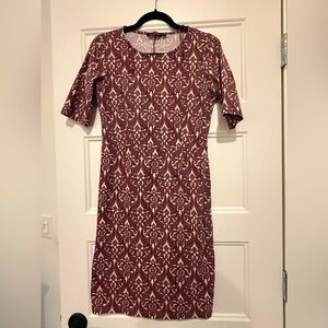 Elegant Burgundy Patterned Dress
